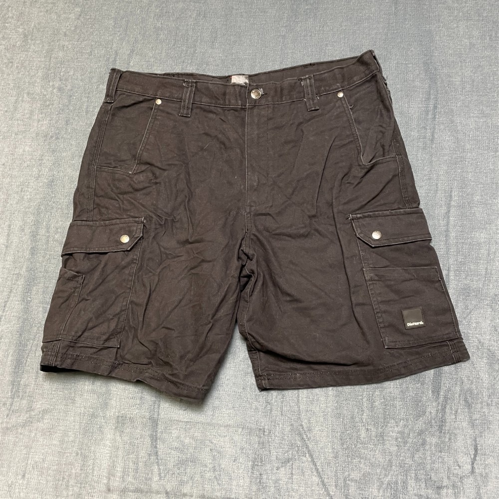 DieHard Cargo Shorts Mens 38 Black Cotton Utility Pockets Work Wear Flat Front
